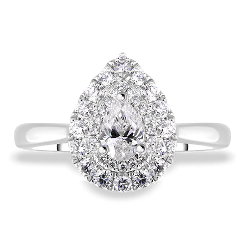 Platinum Diamond Pear Cut Cluster Shoulder Set Ring, FEU-2372_2