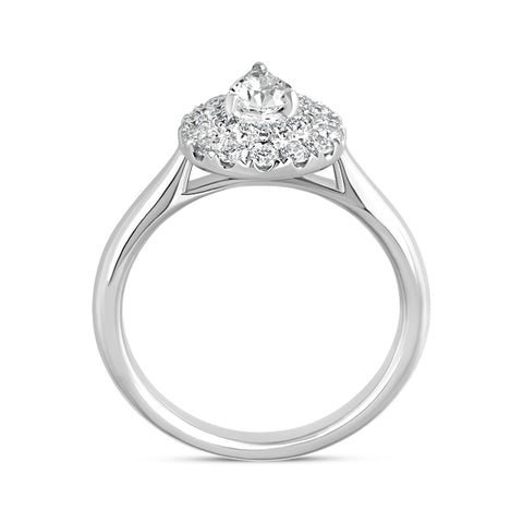 Platinum Diamond Pear Cut Cluster Shoulder Set Ring, FEU-2372_3