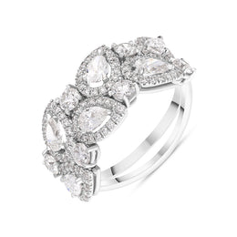 Platinum Diamond Pear Cut Statement Cluster Ring, BLC-274_2