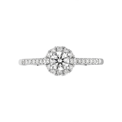 Platinum Diamond Shoulder Set Round Halo Ring, FEU-1907_2