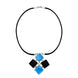 Sterling Silver Whitby Jet Turquoise Mosaic Leather Necklace D