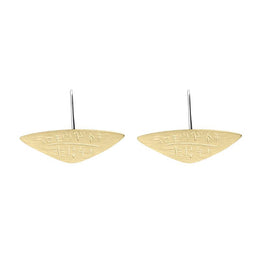 Sterling Silver Gold Plated Monika Wide Triangle Teardrop Earrings. 109E.