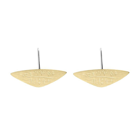 Sterling Silver Gold Plated Monika Wide Triangle Teardrop Earrings. 109E.