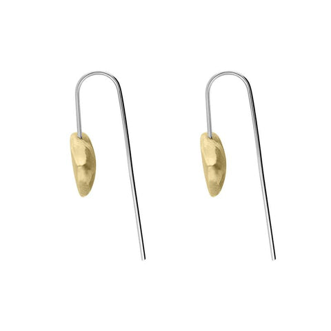 Sterling Silver Gold Plated Monika Wide Triangle Teardrop Earrings. 109E.