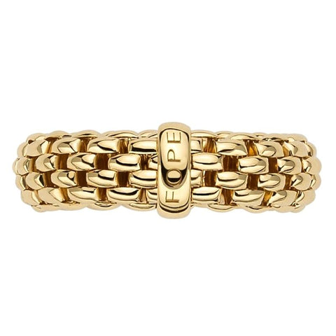 Fope Flex'it Essentials 18ct Yellow Gold Medium Wide Ring AN559.