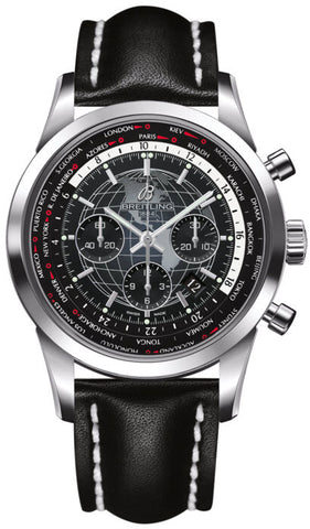 Breitling Watch Transocean Chronograph Unitime Steel Black AB0510U4/BE84/441X