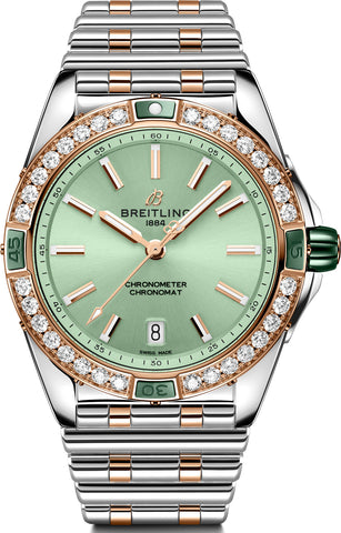 Breitling Watch Super Chronomat Automatic 38 Mint Green Bracelet U17356531L1U1