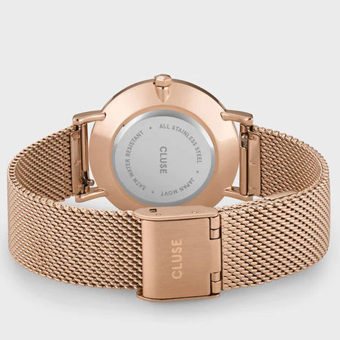 Cluse Minuit Mesh Crystals Silver Rose Gold
