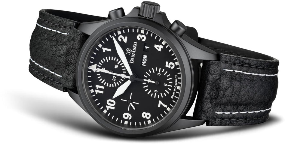 Damasko Watch DC 56 Black PVD Leather Pin