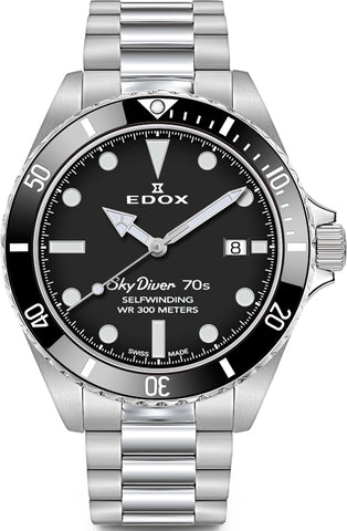 Edox Watch Skydiver 70's Automatic 3 Hands 80115 3N1M NN