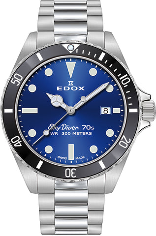 Edox Watch Skydiver 3 Hands Quartz 53017 3NM BUI