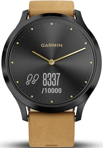 Garmin Watch Vivomove HR Onyx Black with Tan Suede Band D