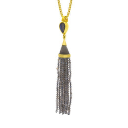 Gold Plated Sterling Silver Labradorite Cascade Tassel Necklace D