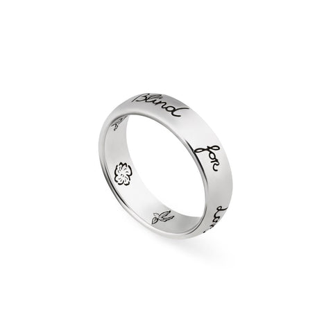 Gucci Blind For Love Sterling Silver Engraved 5mm Ring YBC455247001