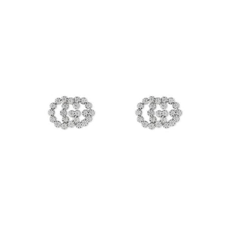 Gucci GG Running 18ct White Gold Diamond Stud Earrings YBD481676003