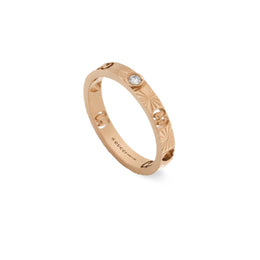 Gucci Icon 18ct Rose Gold Diamond Heart Band Ring YBC727892001