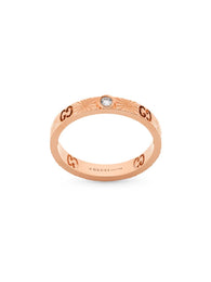 Gucci Icon 18ct Rose Gold Diamond Heart Band Ring