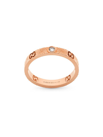 Gucci Icon 18ct Rose Gold Diamond Heart Band Ring