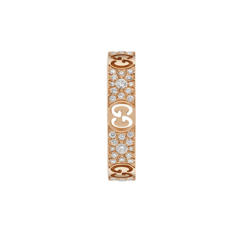 Gucci Icon 18ct Rose Gold Diamond Stardust Band Ring D