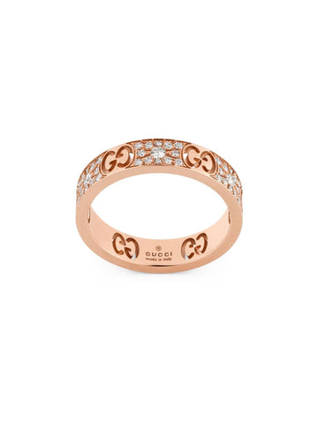 Gucci Icon 18ct Rose Gold Diamond Stardust Band Ring D