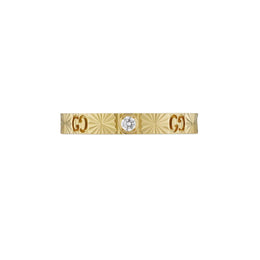 Gucci Icon 18ct Yellow Gold Diamond Heart Band Ring