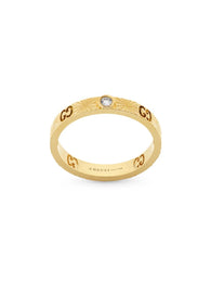 Gucci Icon 18ct Yellow Gold Diamond Heart Band Ring