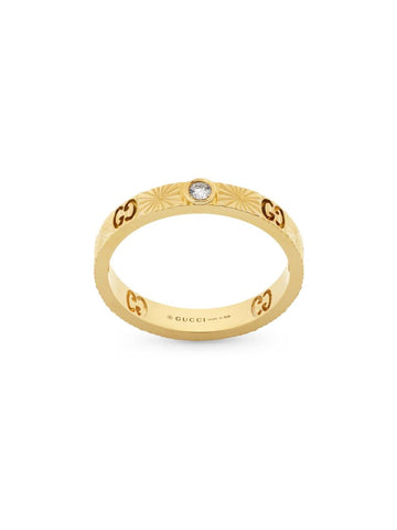 Gucci Icon 18ct Yellow Gold Diamond Heart Band Ring