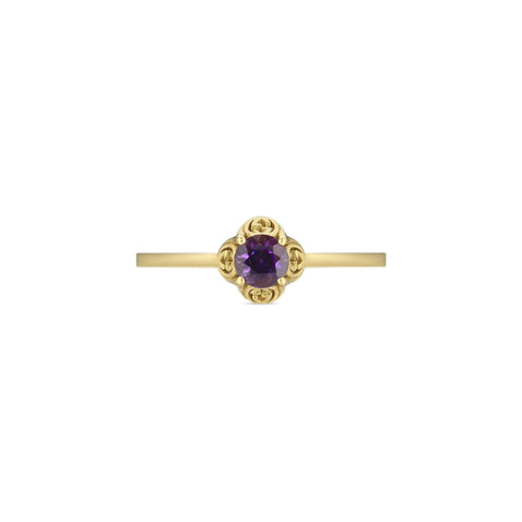 Gucci Interlocking 18ct Yellow Gold Amethyst Ring D