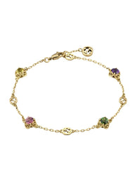 Gucci Interlocking G 18ct Yellow Gold Multicoloured Gemstone Bracelet YBA662430001