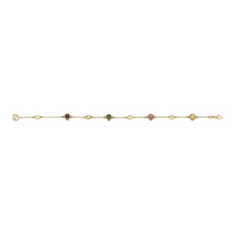 Gucci Interlocking G 18ct Yellow Gold Multicoloured Gemstone Bracelet D