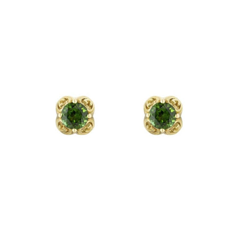 Gucci Interlocking 18ct Yellow Gold Tourmaline Stud Earrings D