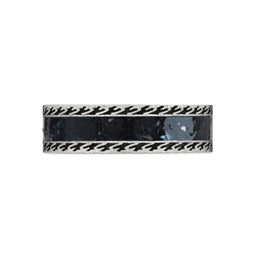 Gucci Interlocking Sterling Silver Black Enamel Band Ring