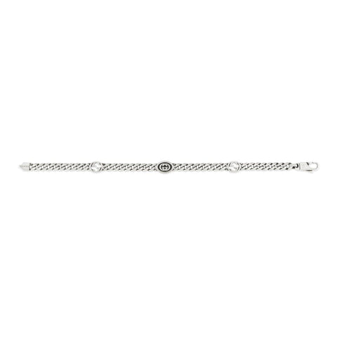 Gucci Interlocking Sterling Silver Black Enamel Chain Bracelet