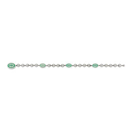 Gucci Interlocking G Sterling Silver Green Enamel Bracelet D