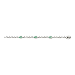 Gucci Interlocking G Sterling Silver Green Enamel Bracelet D