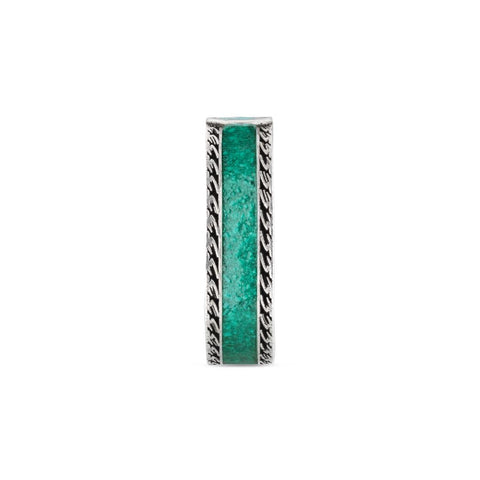 Gucci Interlocking G Sterling Silver Turquoise Enamel 6mm Band Ring D