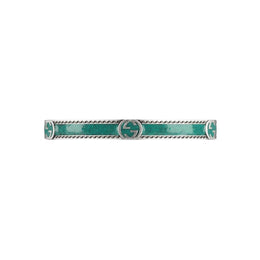 Gucci Interlocking G Sterling Silver Turquoise Enamel Cuff Bracelet D