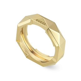 Gucci Link to Love 18ct Yellow Gold 6mm Studded Ring YBC662184001