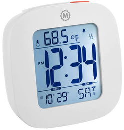 Marathon Clock Compact Alarm Temperature & Date White CL030058-WH-00-NA