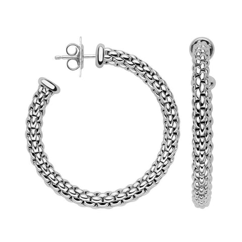 Fope Essentials 18ct White Gold Medium Hoop Earrings OR02