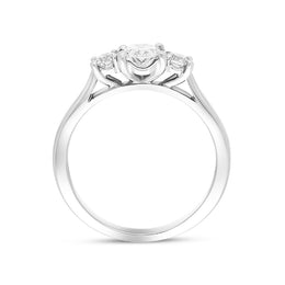 Platinum 0.58ct Diamond Oval and Round Brilliant Cut Three Stone Ring