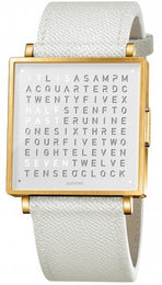 QLOCKTWO Watch W35 Gold White Leather QW35EN7YGLGWH