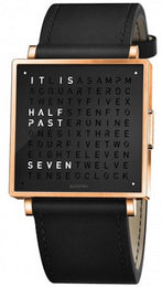 QLOCKTWO Watch W35 Rose Black Leather QW35EN6RGLSBL