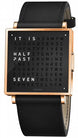 QLOCKTWO Watch W35 Rose Black Leather QW35EN6RGLSBL