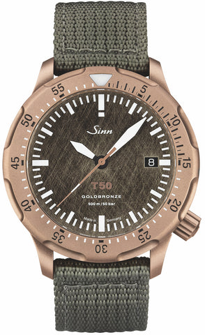 Sinn Watch T50 Goldbronze Leather Textile Limited Edition 1052.061 Leather/Textile