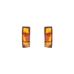 Sterling Silver Amber Stud Earrings D E1240.