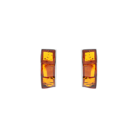 Sterling Silver Amber Stud Earrings D E1240.