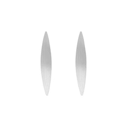 Sterling Silver Brushed Long Marquise Drop Earrings D E1216.