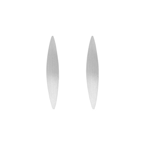 Sterling Silver Brushed Long Marquise Drop Earrings D E1216.