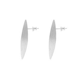 Sterling Silver Brushed Long Marquise Drop Earrings D